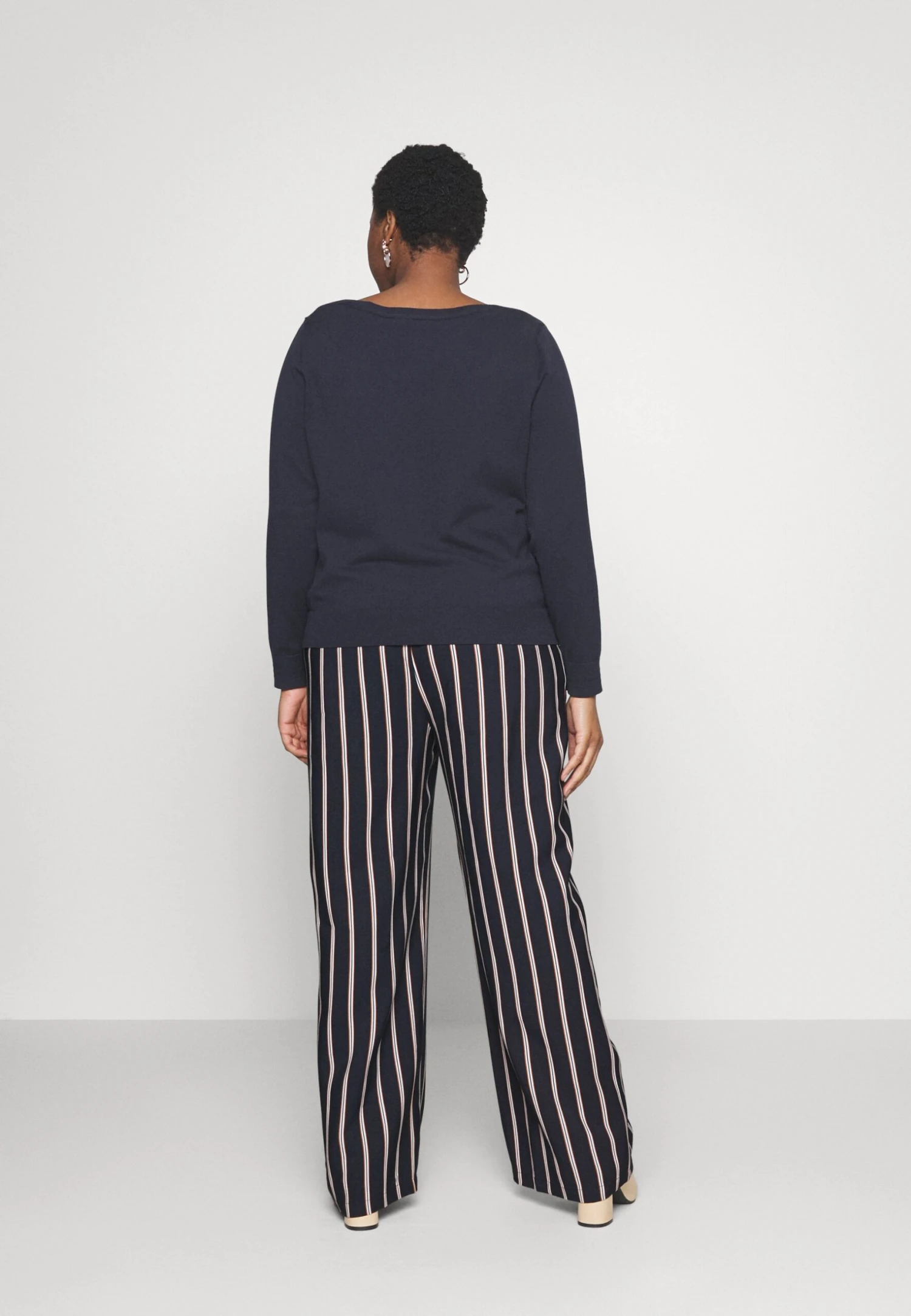 Wide Leg Pant - Broek - Dark Blue/Brown/White - Afbeelding 3