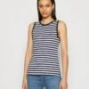 Anna Field Top - Dark Blue/White