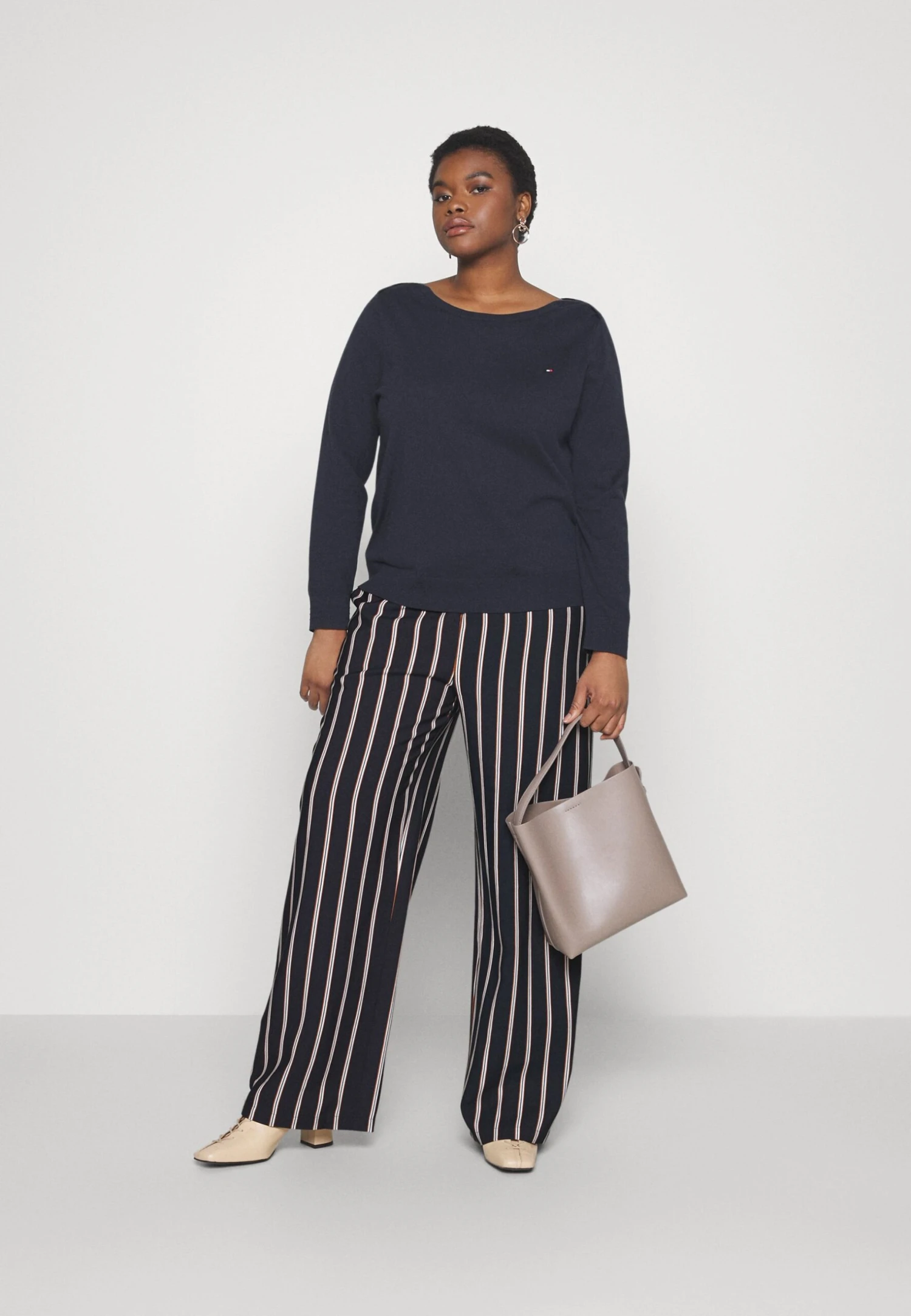 Wide Leg Pant - Broek - Dark Blue/Brown/White - Afbeelding 2