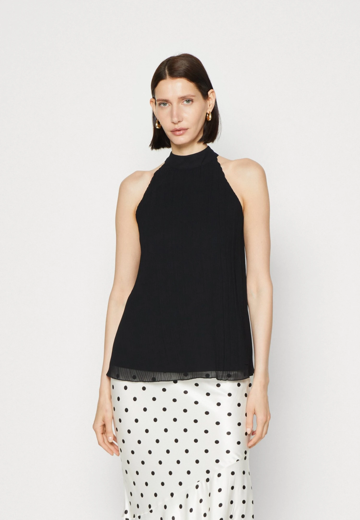 Anna Field Woven Plissee Top- Top - Black