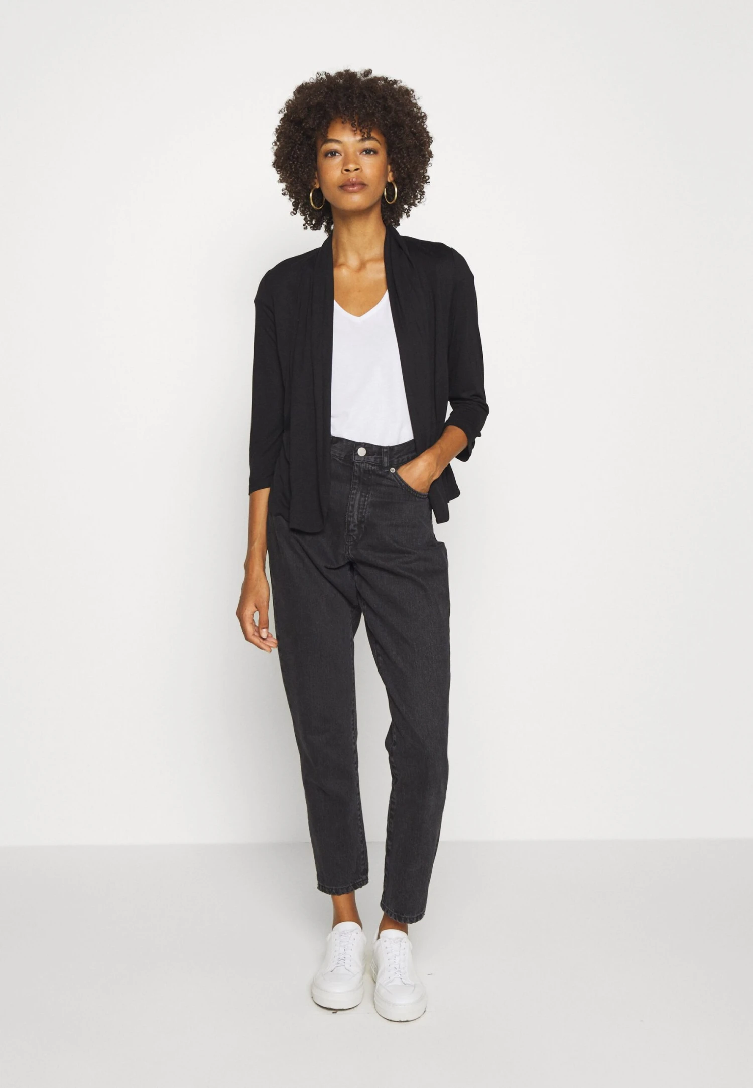 Anna Field Basic V Neck Drop Shoulder 2 Pack- T-Shirt Basic - Black/White